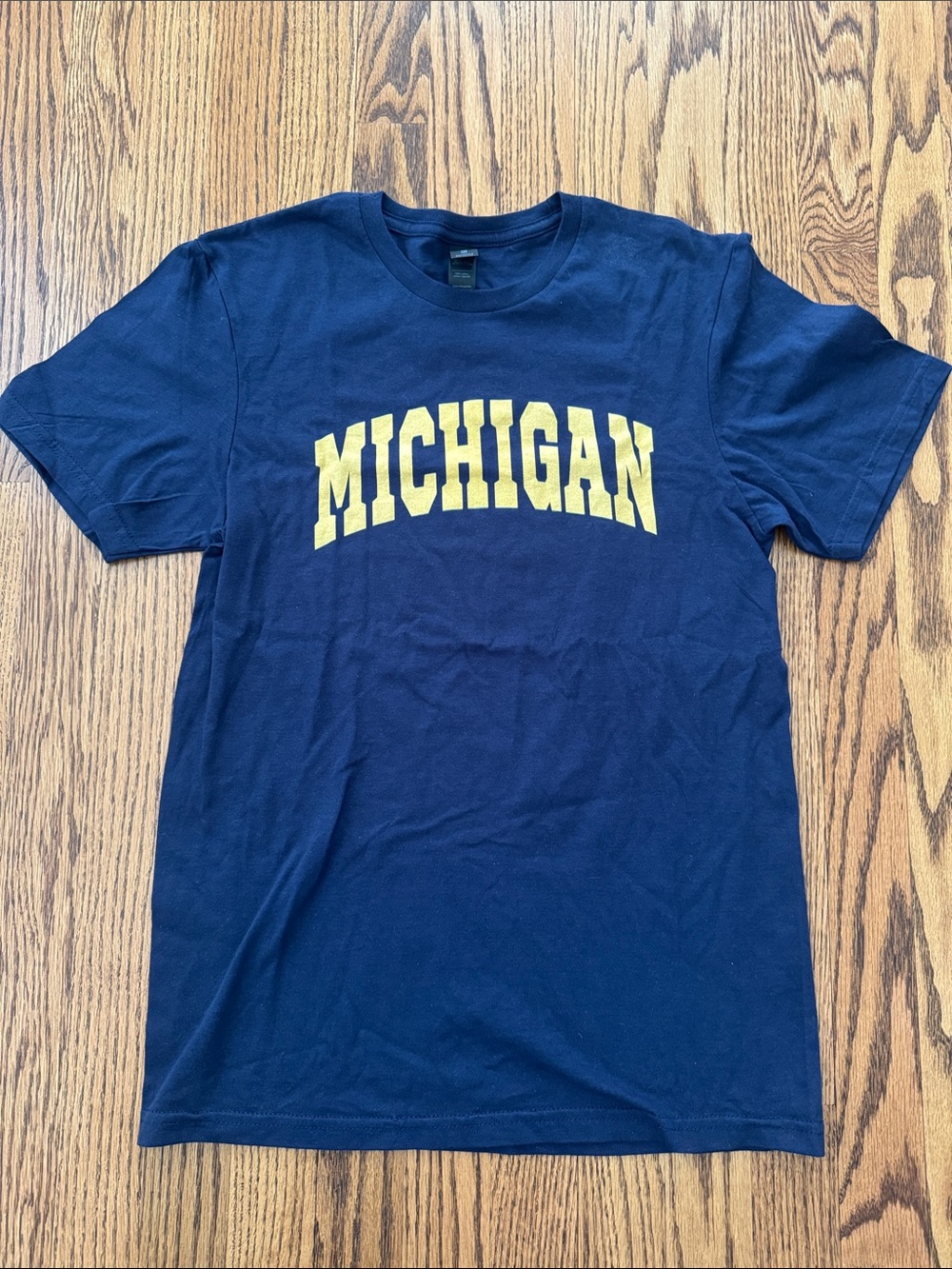 Gildan Navy Short-Sleeve T-Shirt with Yellow MICHIGAN